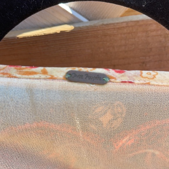 Free people dress short sleeves with pockets peach red paisley print - Picture 6 of 7